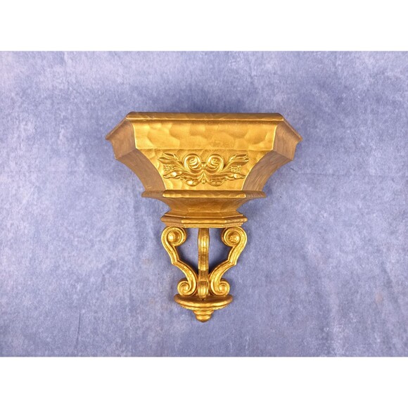 Homco Trapezoid Deco Shelf For Vases Plants Candles Brass Style Wall Art Decor - Picture 3 of 10